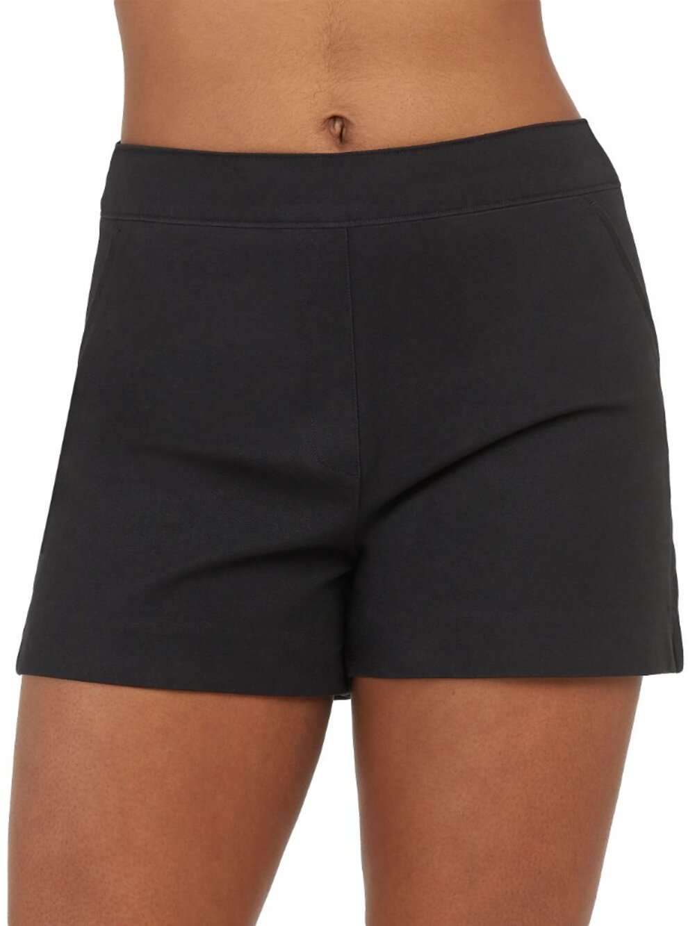 Spanx Polished Stretch Cotton Black Shorts Women Large